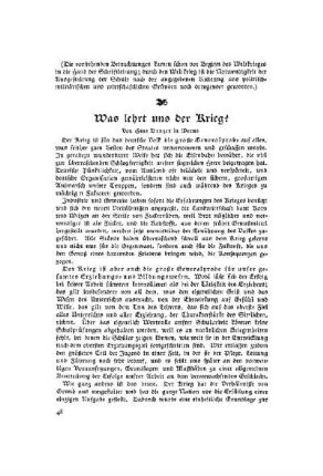 Was lehrt uns der Krieg?
