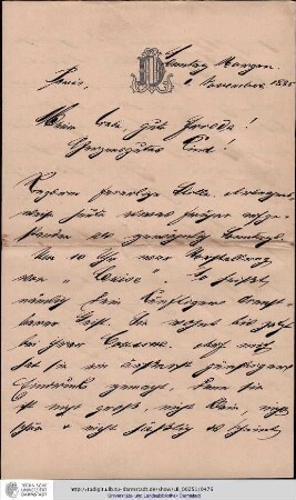 Brief vom 01.11.1885