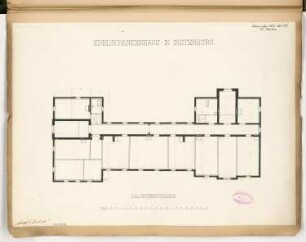 Kreiskrankenhaus, Insterburg Monatskonkurrenz November 1885: Grundriss Dachgeschoss; Maßstabsleiste