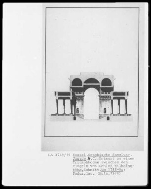 Kassel & Schloß Wilhelmshöhe & Triumphbogen zwischen den Flügeln