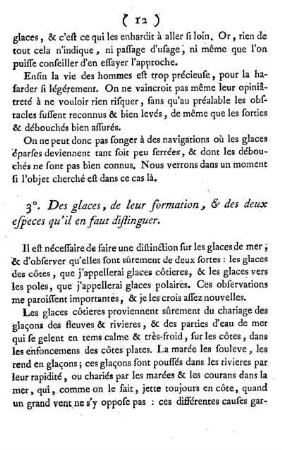 3°. Des glaces, de leur formation, & des deux especes qu'il en faut distinguer