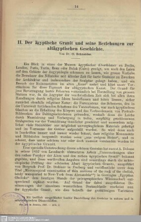 Der ägyptische Granit und seine Beziehungen zur altägyptischen Geschichte