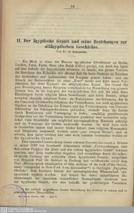 Der ägyptische Granit und seine Beziehungen zur altägyptischen Geschichte