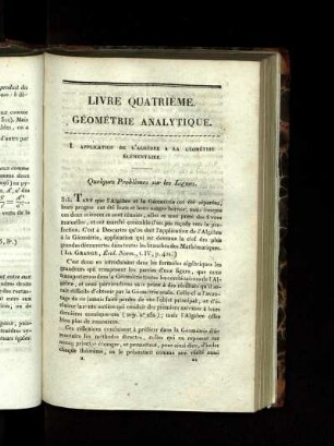 Livre IV. Géométrie Analytique.