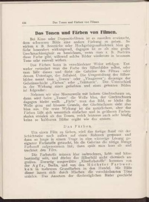 Das Tonen und Färben von Filmen.