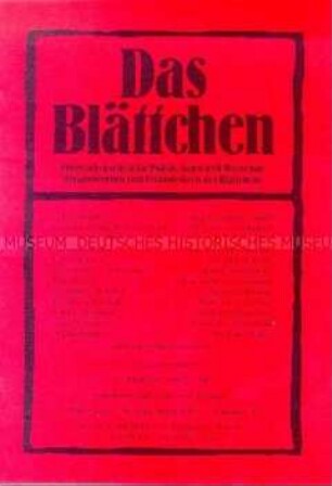 "Das Blättchen", Zeitschrift für Politik, Kunst und Wirtschaft (Zeitungskiosk 1998)