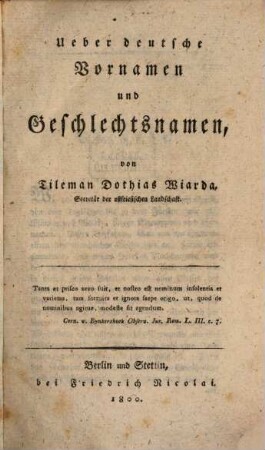 Ueber deutsche Vornamen und Geschlechtsnamen