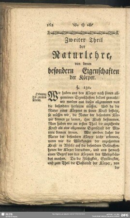 Zweiter Theil der Naturlehre, von denen besondern Eigenschaften der Körper