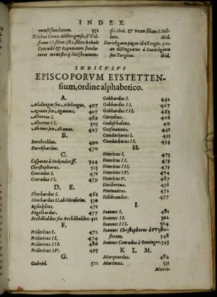 Indiculus Episcoporum Eystettensium, ordine alphabetico.