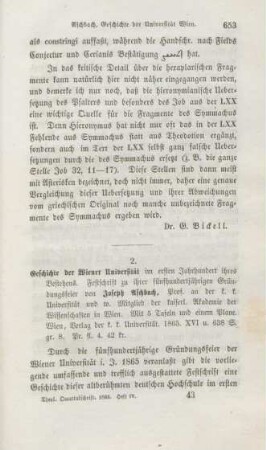 653-661 [Rezension] Aschbach, Joseph von, Geschichte der Wiener Universität im ersten Jahrhunderte ihres Bestehens