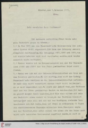 Brief von Heinrich Gwinner an Gustav Radbruch