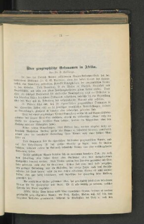 Über geographische Ortsnamen in Afrika.