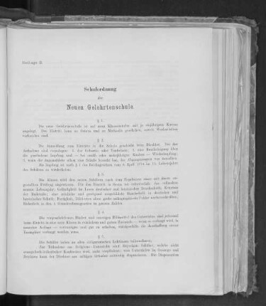 Beilage B. Schulordnung der Neuen Gelehrtenschule.