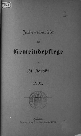 1901: Jahresbericht der Gemeindepflege zu St. Jakobi