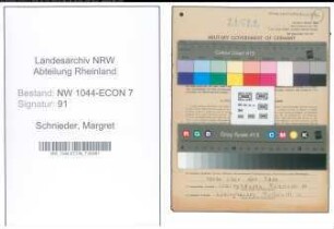 Entnazifizierung Margret Schnieder , geb. 22.12.1915 (Sekretaerin)