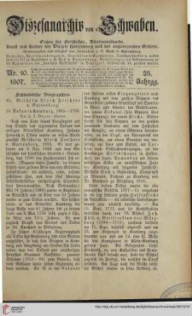 25: Schwäbische Biographien : Wilhelm Ulrich Freiherr v. Guttenberg, 18. Dekan in Komburg, 1695-1736, [1]