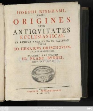 [1]: Origines ecclesiasticae or The antiquities of the christian Church 