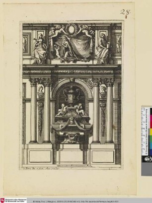 [Grabmal mit zwei weinenden Kindern neben einer Urne; Tombeau surmonté d'une urne, avec deux enfants pleurant]