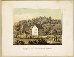 Die Tuchfabrik von C. Wiedemann bei Herrnhut in der Oberlausitz, aus dem "Album der sächsischen Industrie …", Bd. 1, 1856