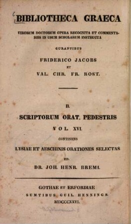 Lysiae & Aeschinis orationes selectae