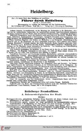 Fremdenführer für Heidelberg und Umgebung