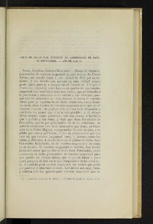 Carta de Diego Ruiz, teniente de gobernador de Nata, al emperador. - Año de 1548 (1).
