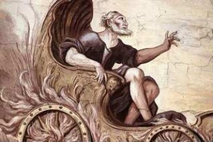 Deckenspiegel, Mittelbild: Die Aufnahme des Elias in den Himmel
