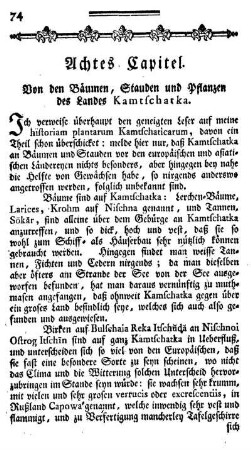 Achtes Capitel. Von den Baeumen, Stauden und Pflanzen des Landes Kamtschatka