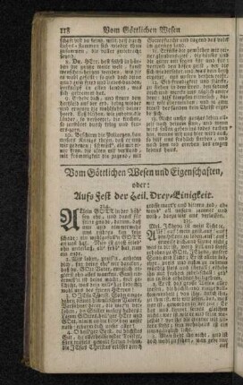 Vom Göttlichen Wesen und Eigenschaften, oder: Aufs Fest der Heil. Drey-Einigkeit.