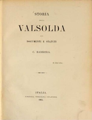 Storia della Valsoda con documenti e statuti