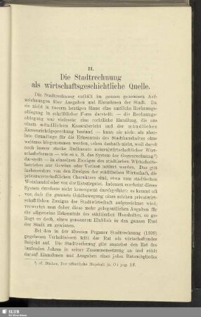 II. Die Stadtrechnung als wirtschaftsgeschichtliche Quelle