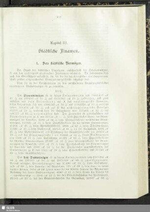 Kap. III. Städtische Finanzen