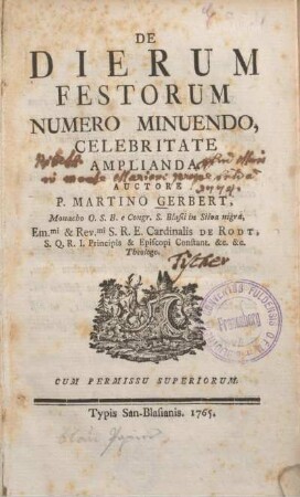 De Dierum Festorum Numero Minuendo, Celebritate Amplianda