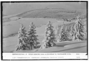 Oberwiesenthal im Erzgebirge Rotes Vorwerk 1000 Meter und Eschenhof mit Fichtelberg 1214 Meter