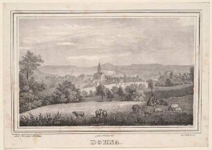 Dohna südöstlich von Dresden mit der Marienkirche, aus: Sachsen sonst und jetzt, 1848.