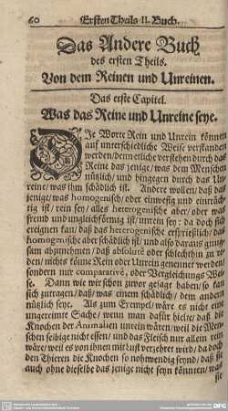 Das erste Capitel. Was das Reine und Unreine seye.