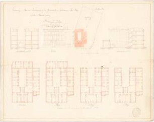 Mietshaus Askanischer Platz, Berlin: Lageplan, Ansicht, Grundrisse, Schnitte