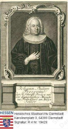 Fresenius, Philipp (1705-1761) / Porträt, in Rahmen mit Sockelinschrift
