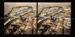 Blick vom Eiffelturm auf das Ausstellungsgelände, Paris