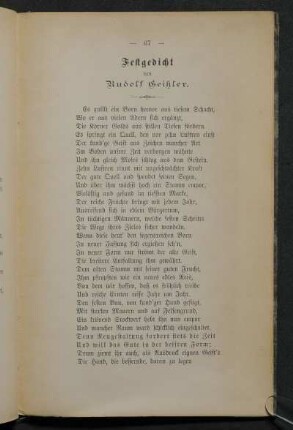 Festgedicht von Rudolf Geißler.