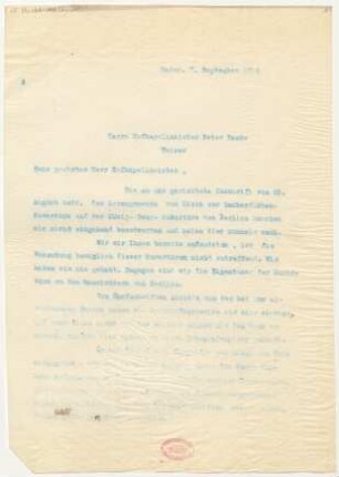 Brief an Peter Raabe : 07.09.1912