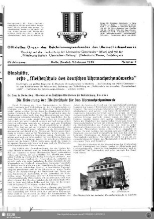 Glashütte, erste "Meisterschule des deutschen Uhrmacherhandwerks"
