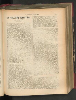 La Question Forestière en Algérie.