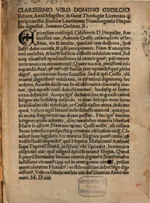 Clarissimo Viro Domino Georgio Peham ... Ioannes Coclaeus, S. Epicedion ... In obitu[m] Antonii Cressi, I.V. Doctoris, Praepositi Ecclesiae Sancti Laurentii, ...