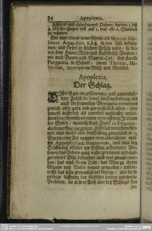Apoplexia. Der Schlag