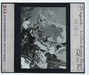 Tiepolo, Barbarossa-Zyklus im Kaisersaal der Würzburger Residenz,Würzburg, Residenz, Kaisersaal,Tiepolo, Apollo führt Beatrice von Burgund als Braut zu Kaiser Friedrich Barbarossa (Würzburger Residenz)