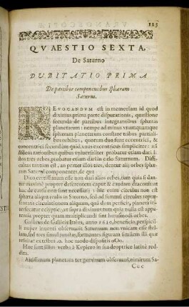 Quaestio Sexta, De Saturno.