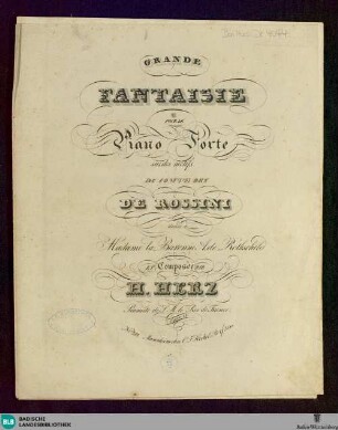 Grande fantaisie pour le piano forte : sur des motifs de comte ory de Rossini; opera 47