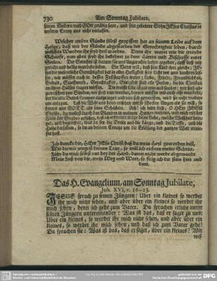 Das H. Evangelium, am Sonntag Jubilate, Joh. XVI, v. 16-22