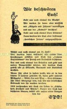 Aufruf zur Wahl der SPD in den Reichstag am 31. Juli 1932